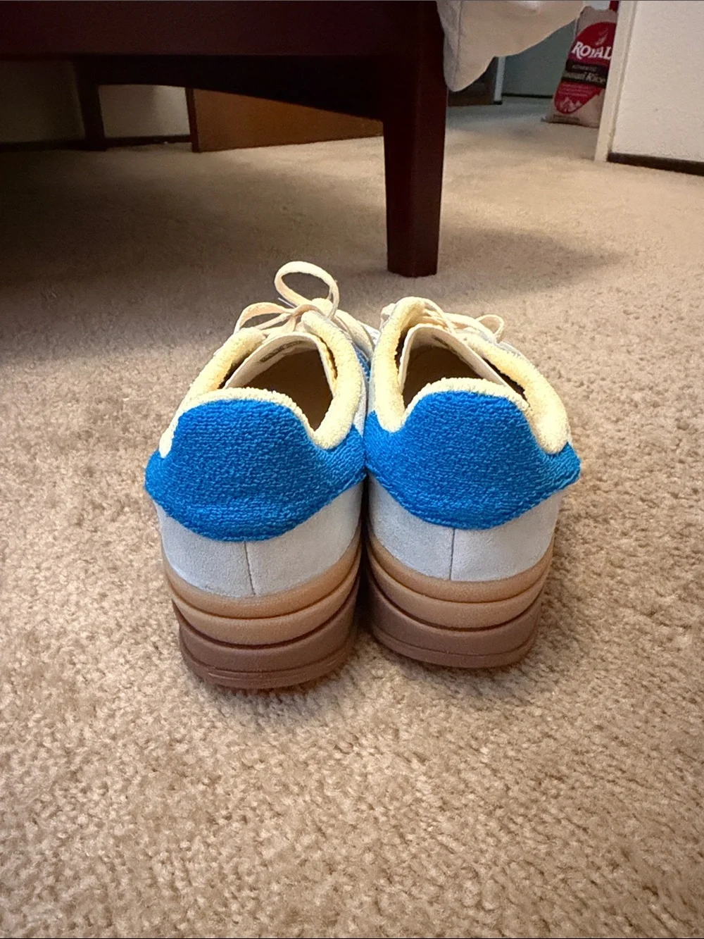 adidas women’s Gazelle Sneakers in Light Blue, Bright Blue and Yellow